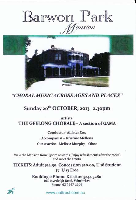 2013 Choral Music Across Ages and Places